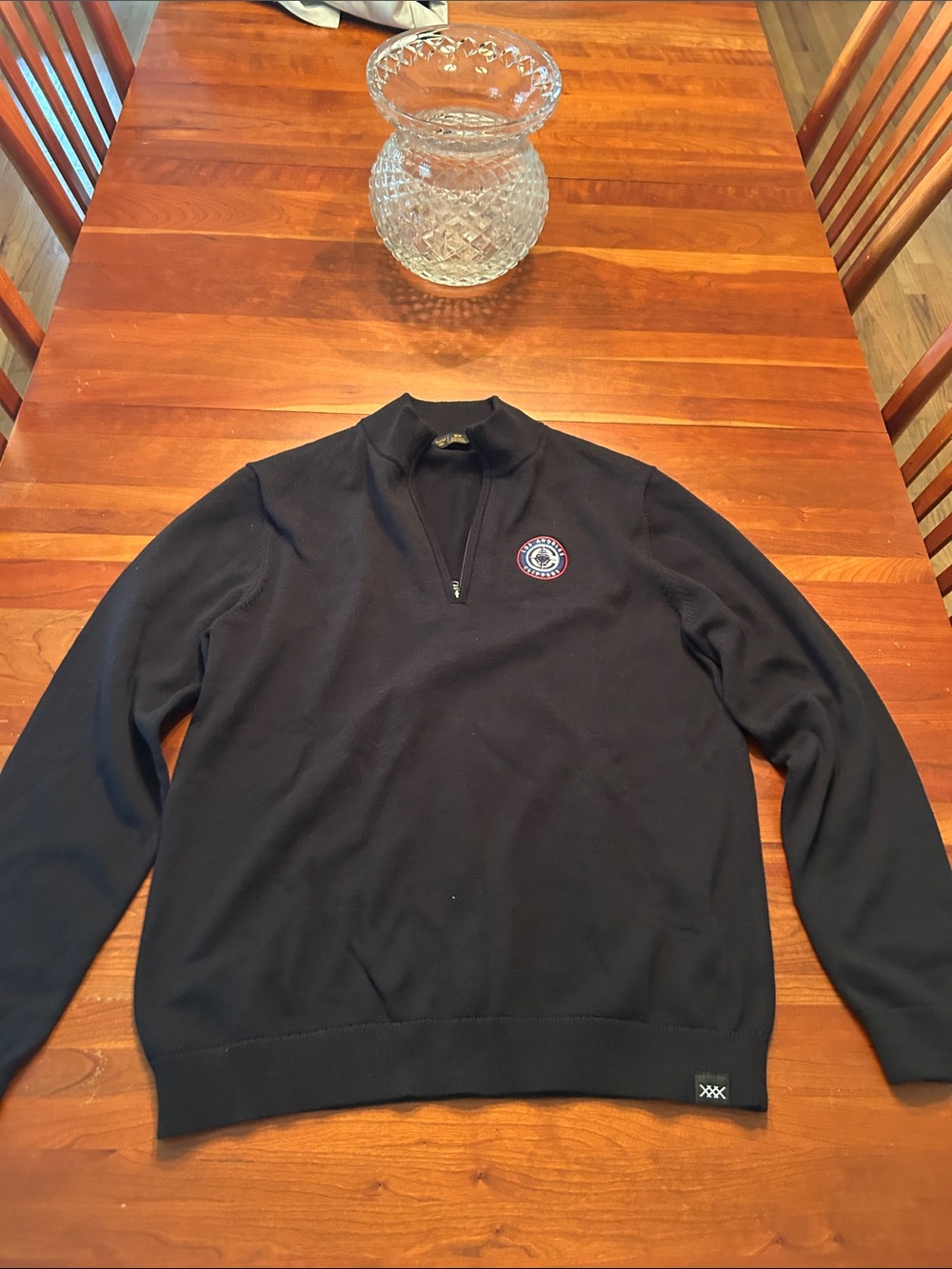 RHONE Men's Navy Half-Zip Pullover with Chest Emblem